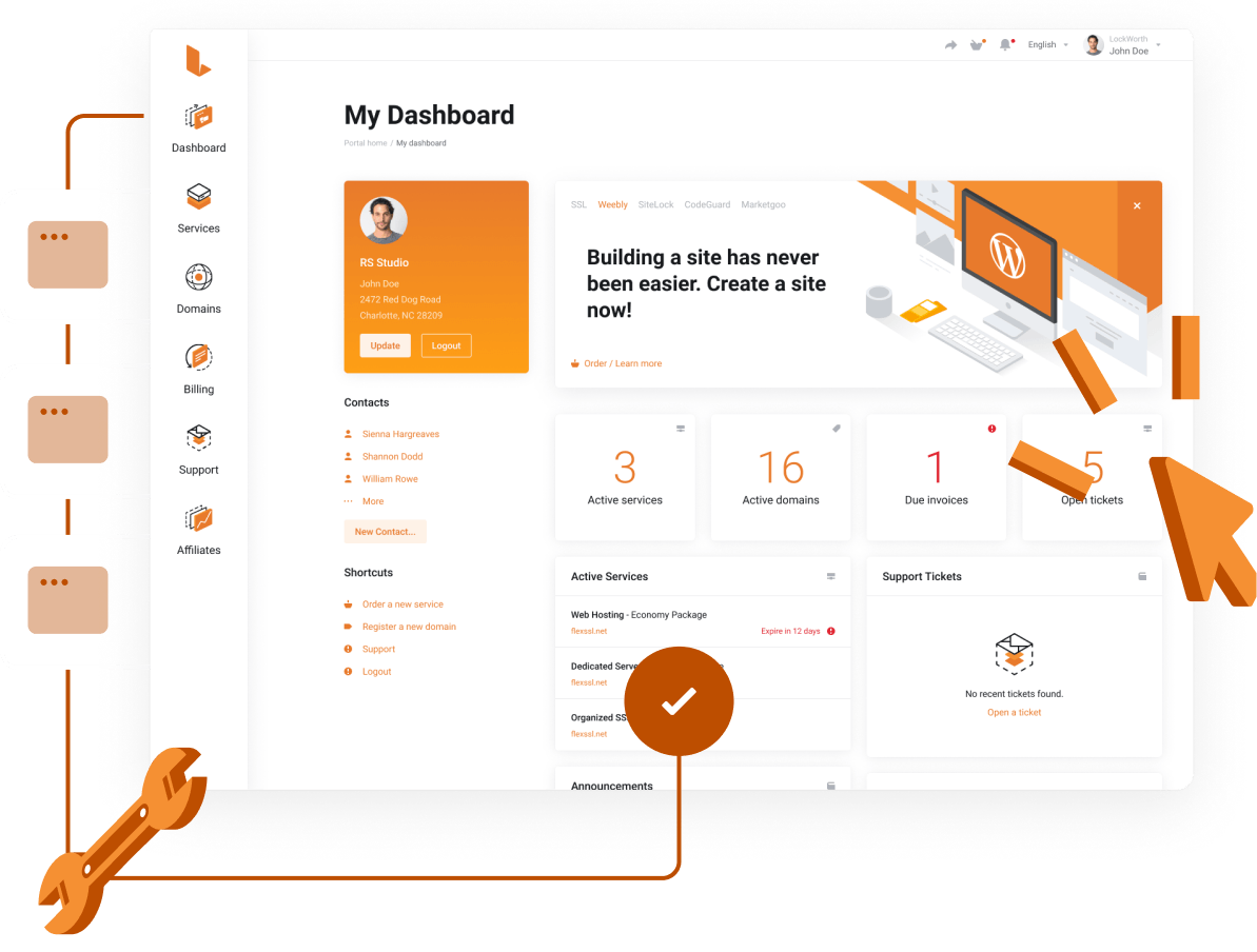 Super easy control panel to manage all your services
